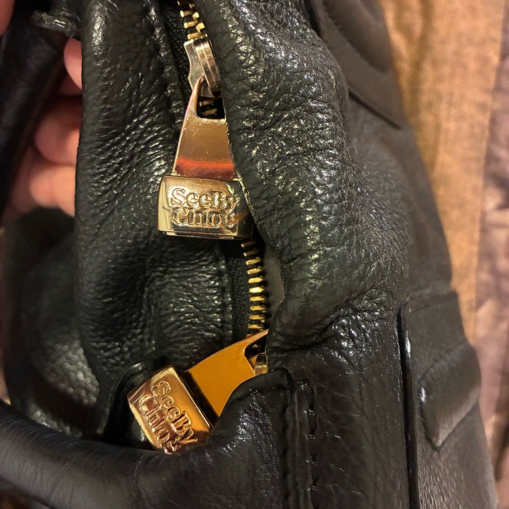 SEE BY CHLOE Kay Black Leather Satchel Crossbody Bag Designer Style Handbag - Picture 10 of 10